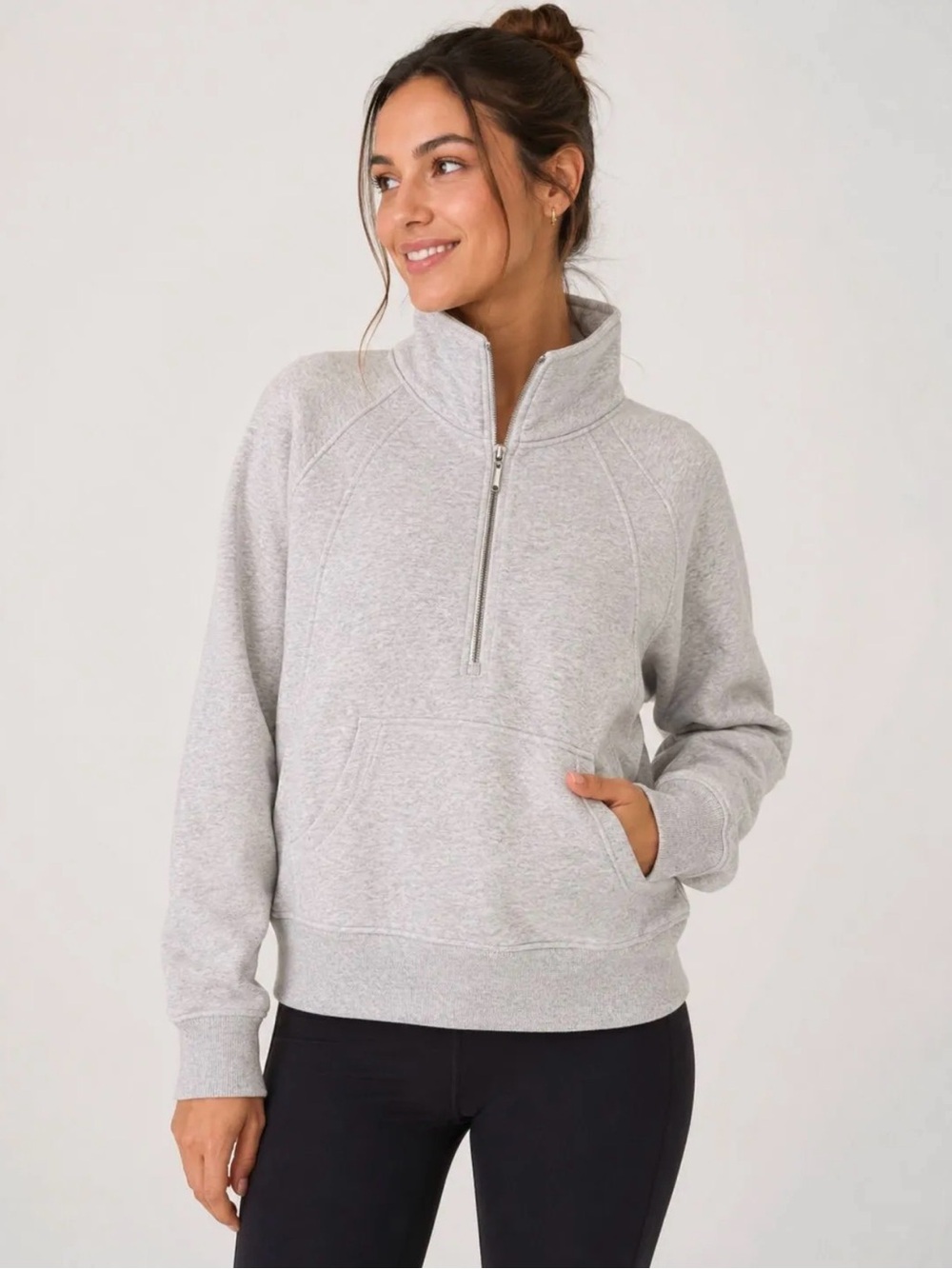 lululemon athletica Heathered Light Gray Quarter-Zip Pullover